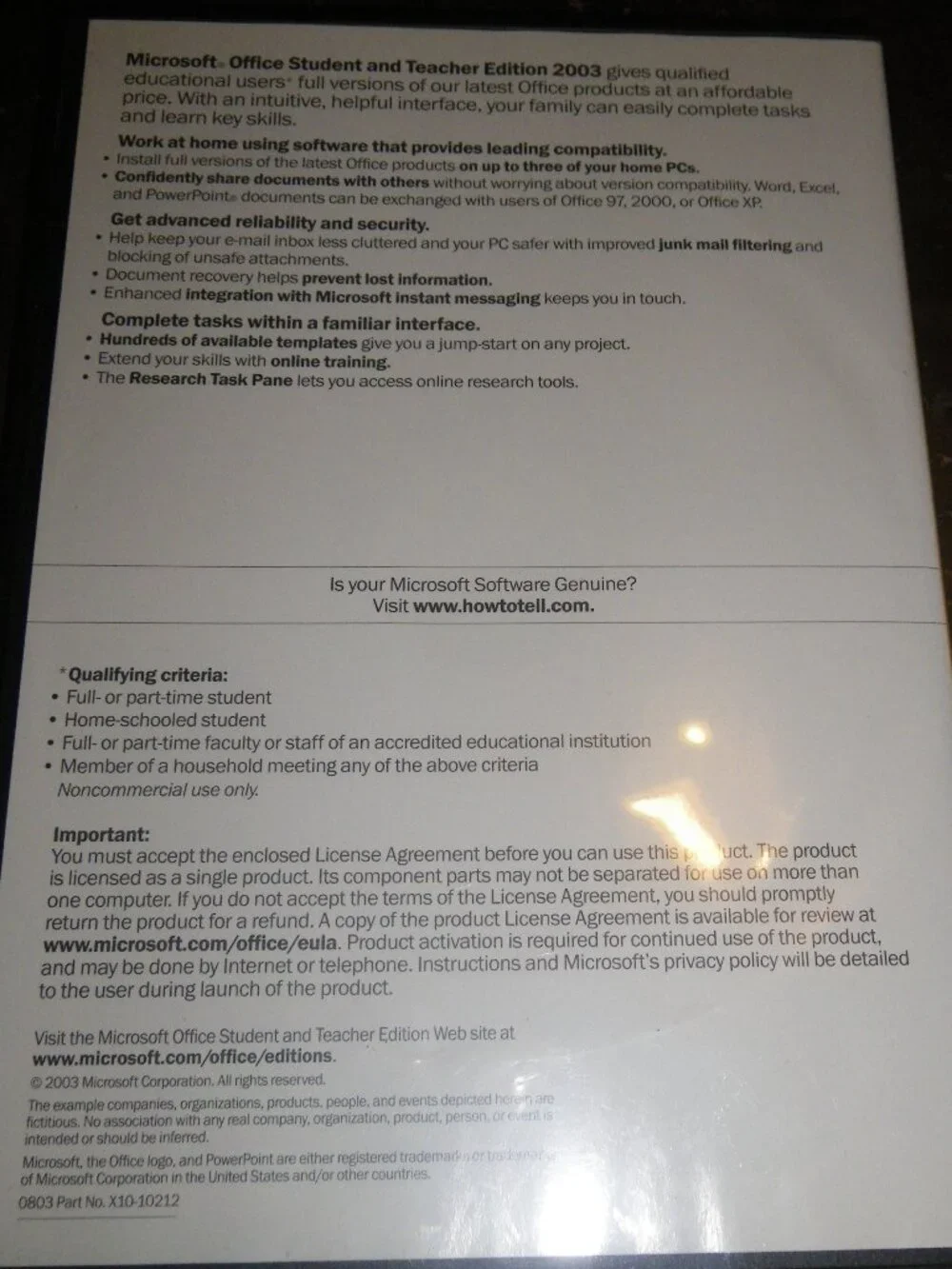 Microsoft Office 2003 Student and Teacher Edition Product Key & Disc